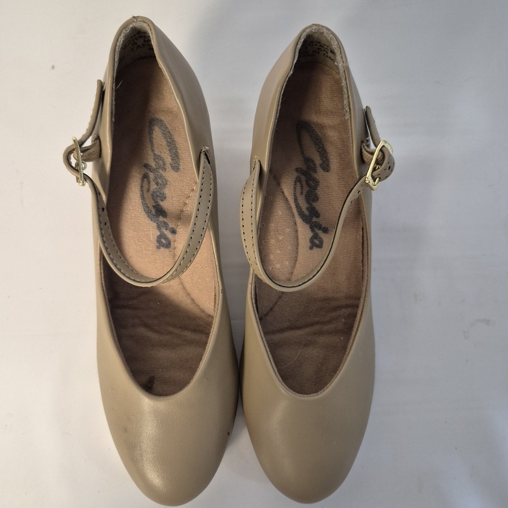 Capezio Women Tap Shoes 5M Tan Leather Mary Hane w/Leo's Ultratone Taps
